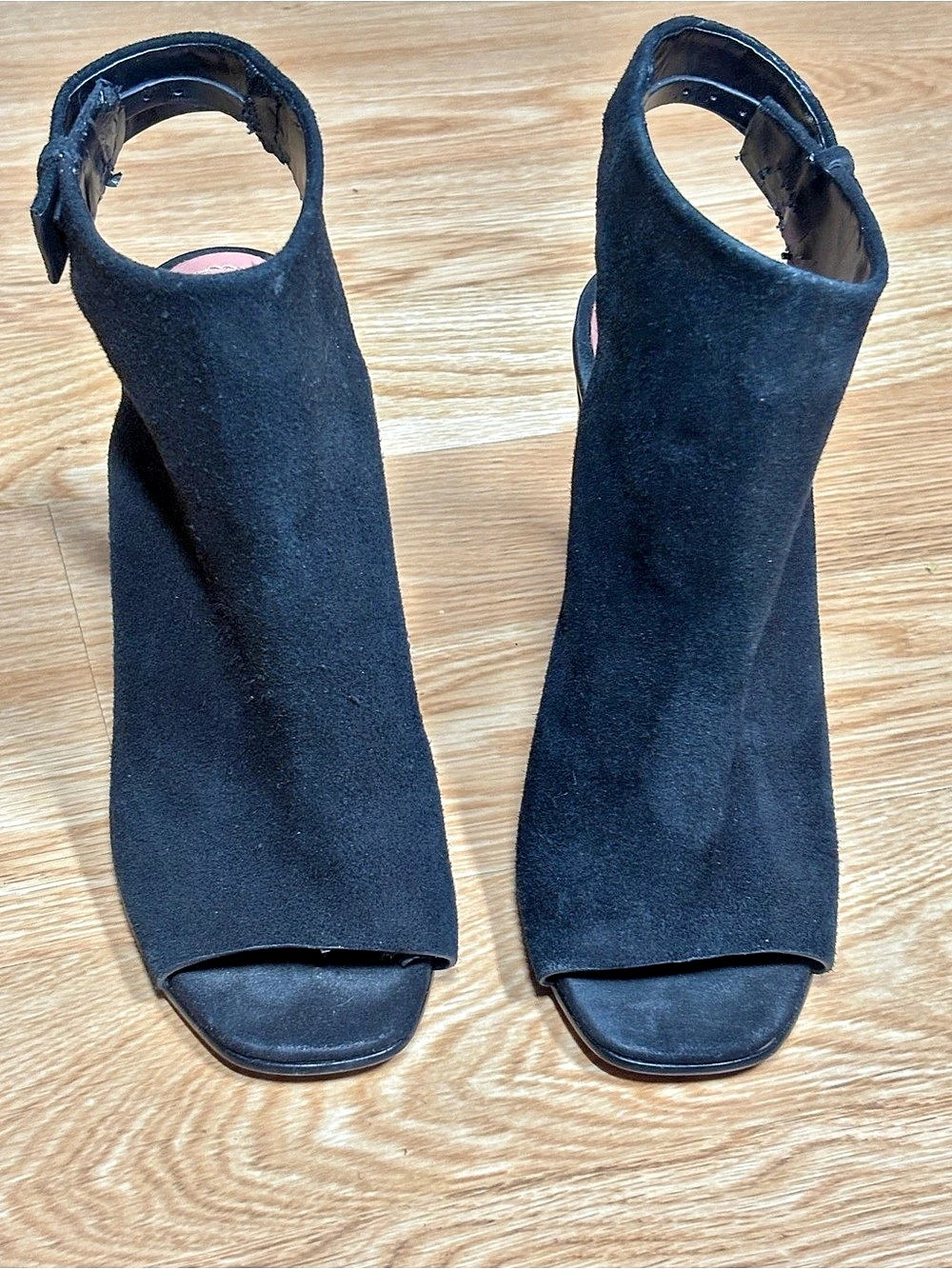 Zara Woman Black Peep-Toe Block Heel Booties